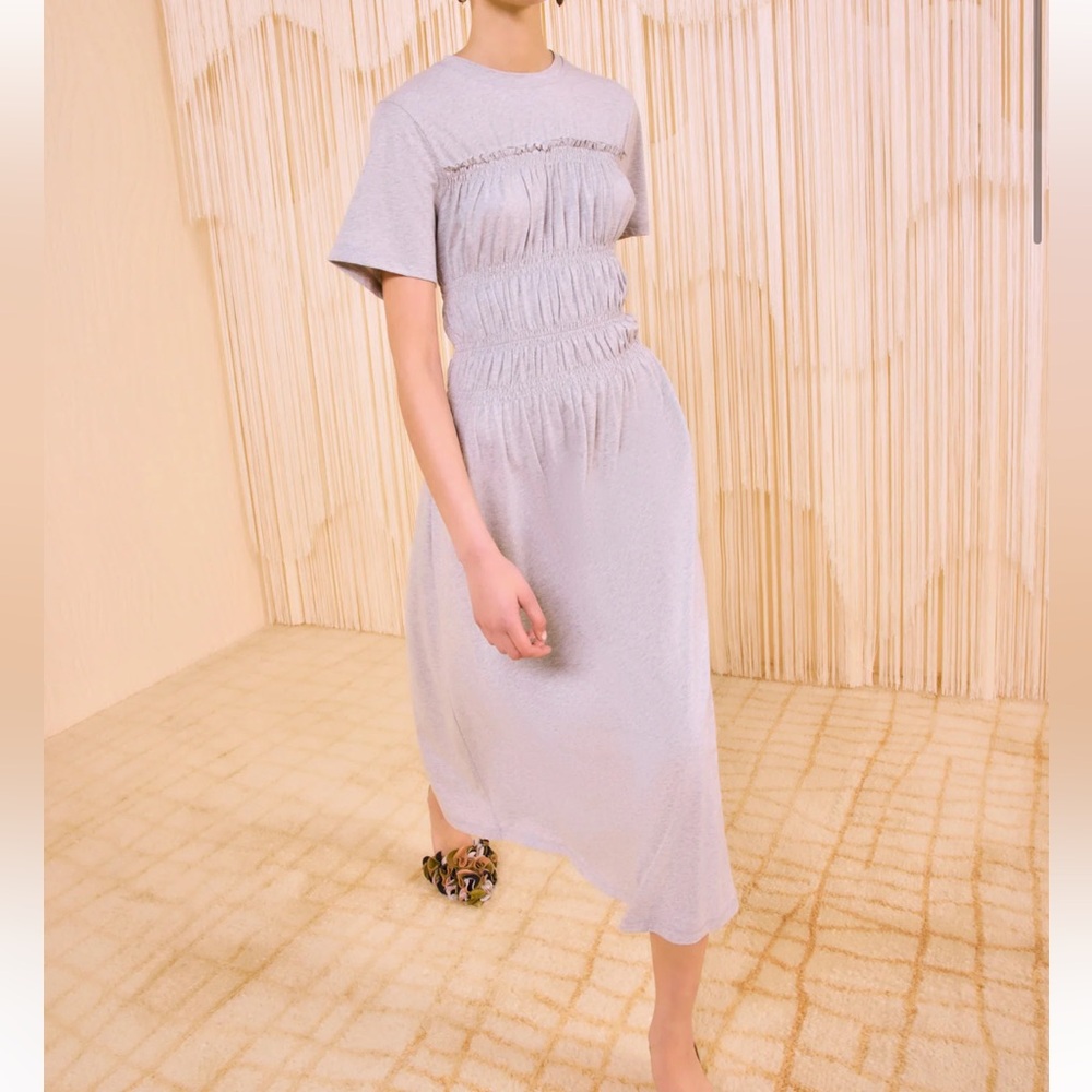 Ulla Johnson Georgie Short Sleeve Smocked Midi Dress